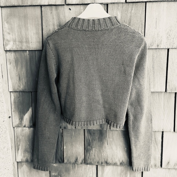 Mexx Women's Olive Green Wrap Open-Knit Jumper Short Cotton Blend Top Size L - Picture 8 of 10